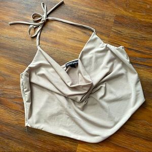 Swoop Neck Y2K Neutral Halter